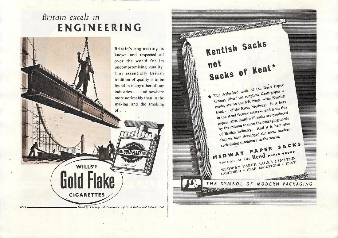 Gold Flake cigarettes / Medway Paper Sacks. Pubblicità 1951