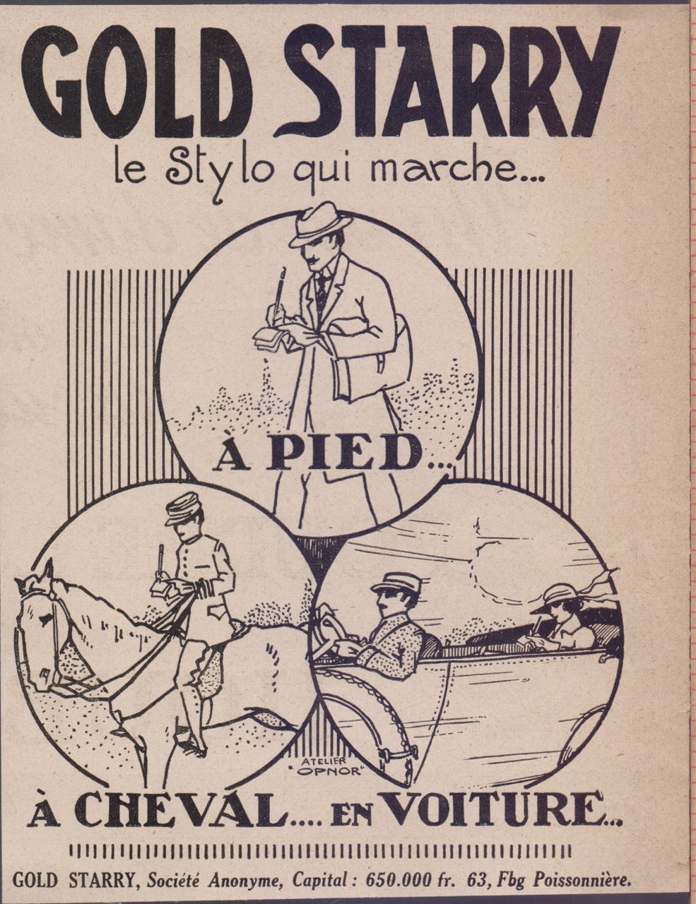 Gold Starry, le stylo qui marche..... Advertising 1923