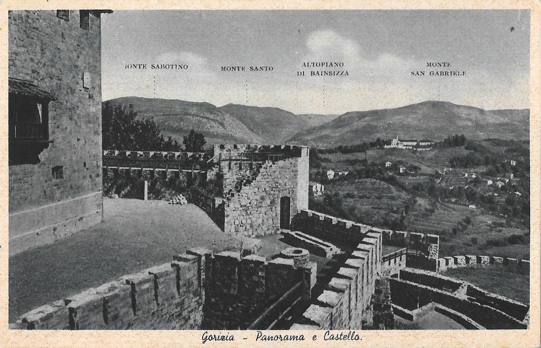 Gorizia. Panorama e castello, sullo sfondo Sabotino, m. Santo ecc. …