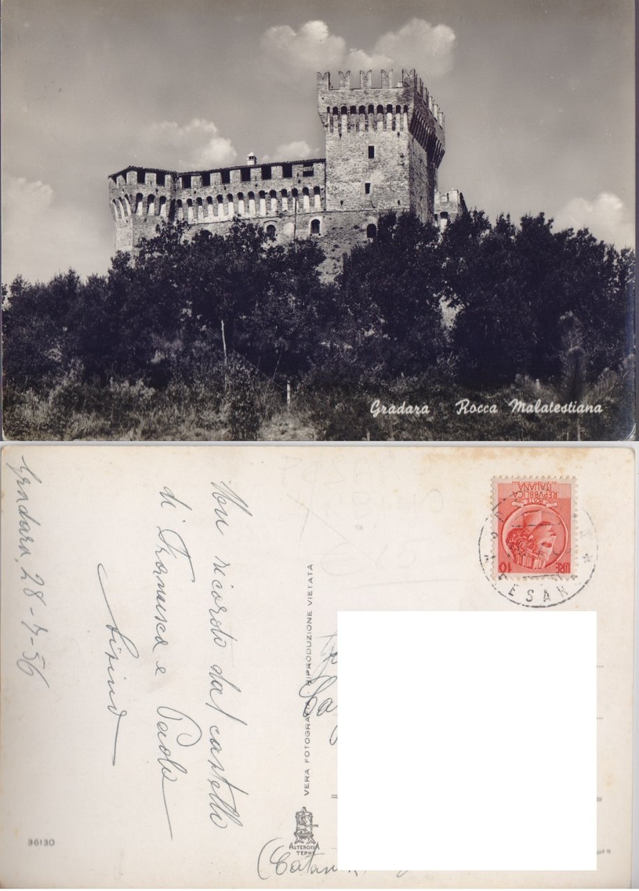 Gradara (PU). Rocca Malatestiana. Viaggiata 1956