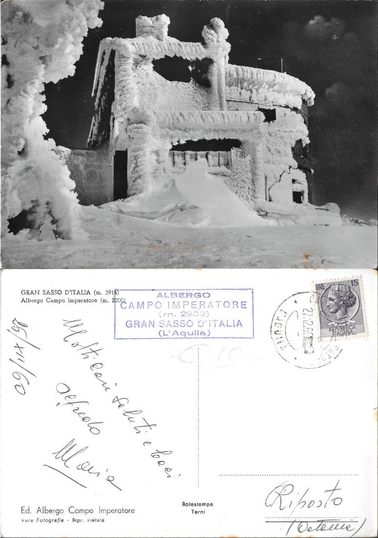 Gran Sasso d'Italia, Albergo Campo Imperatore. Viaggiata 1960