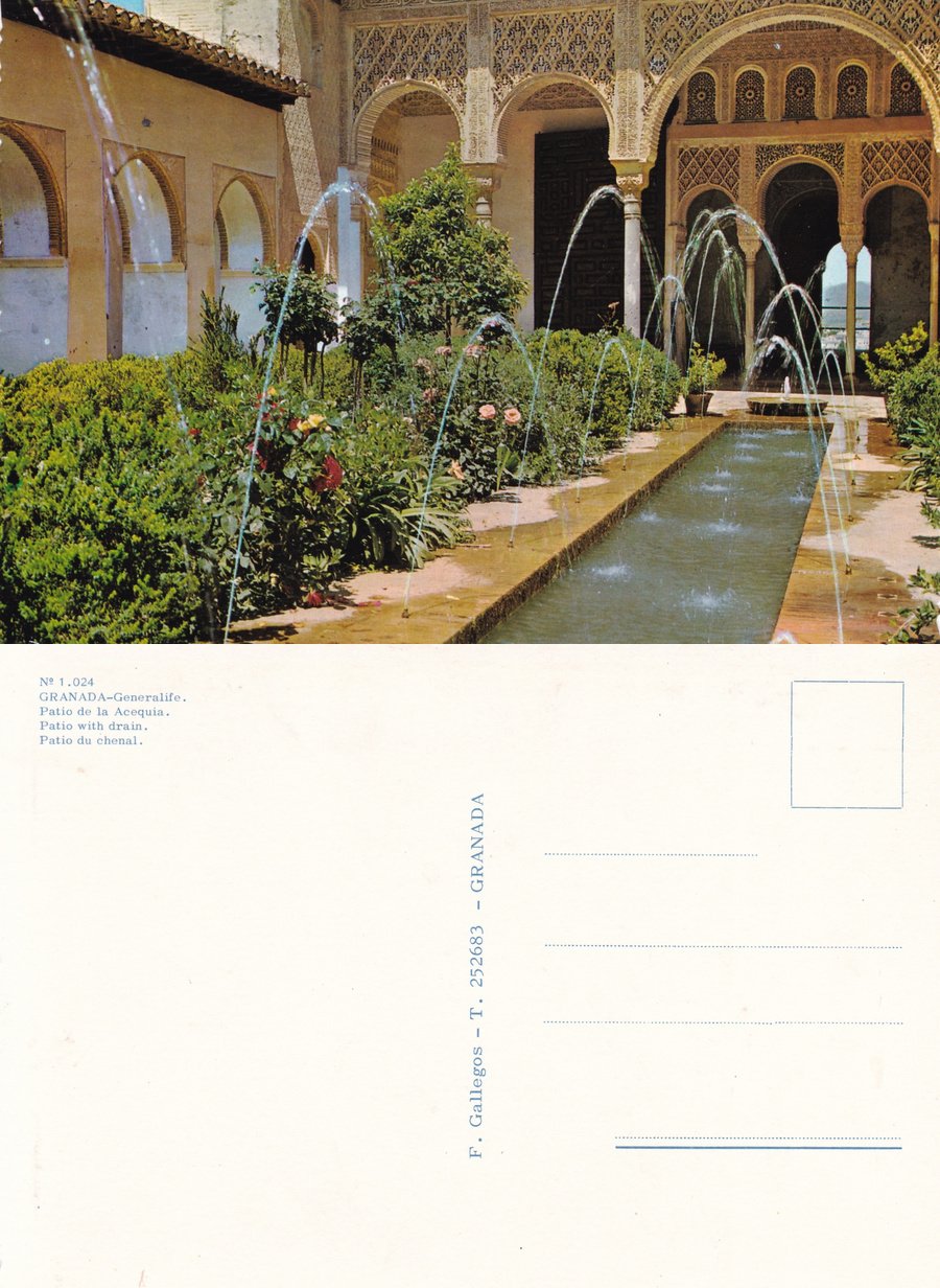 Granada. Generalife. Patio de la Acequia. Non viaggiata