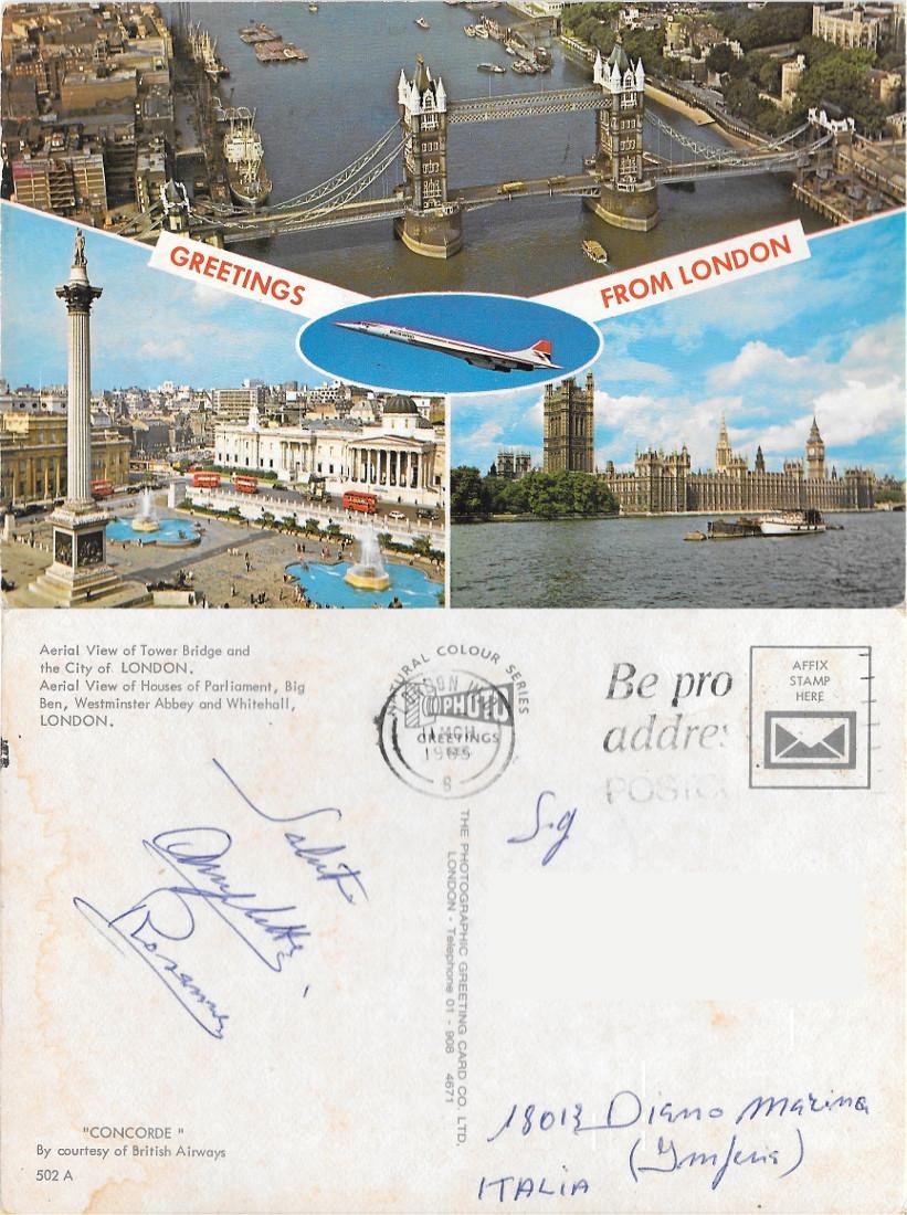 Greetings from London. Viaggiata 1965