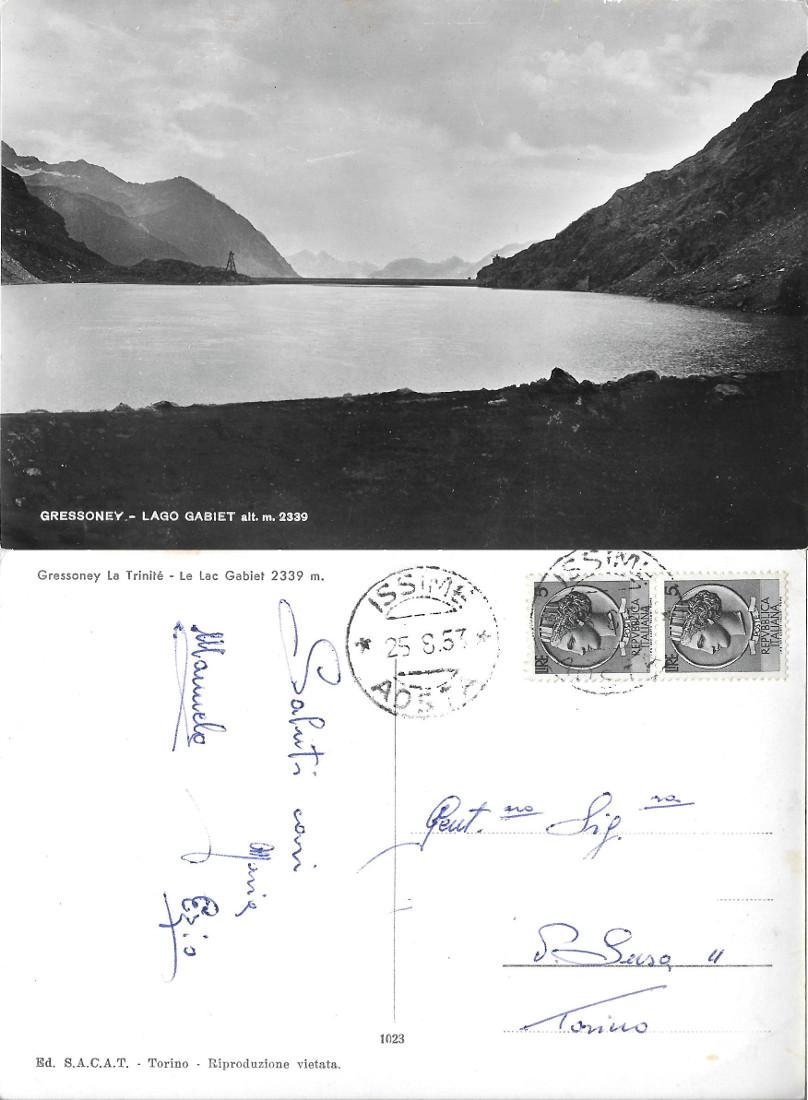 Gressoney. Lago Gabiet. Viaggiata 1953