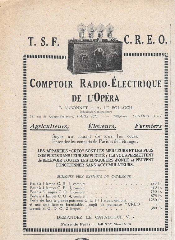 Griffon. Velos et motos / TSF CREO - Advertising 1924