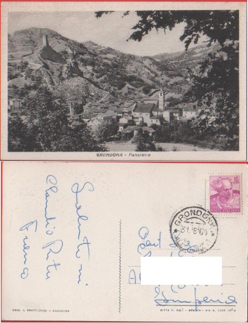 Grondona (AL). Panorama. Viaggiata 1964