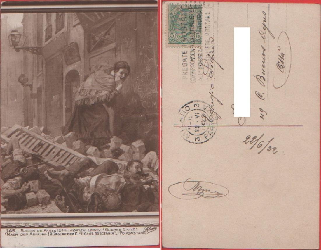 Guerre civile (Adrien Leroy). Salon de Paris 1914. Viaggiata 1922