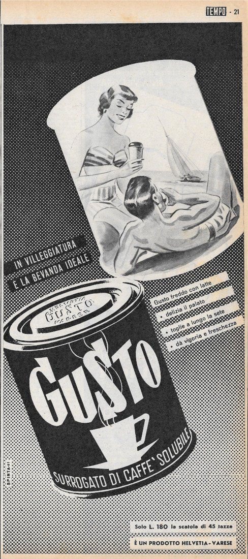 Gusto surrogato di caffé solubile - Advertising 1956