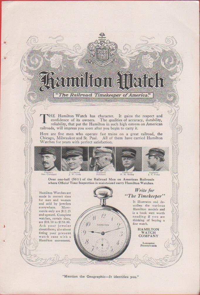 Hamilton Watch Company. Lancaster. Pubblicità 1914