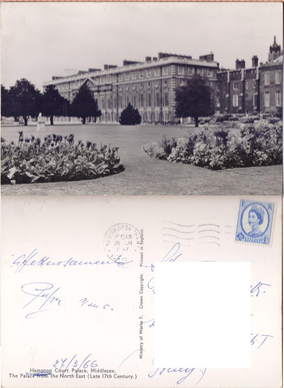 Hampton Court Palace, Middlesex. Viaggiata 1966