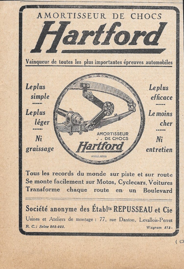Hartford amortisseur de chocs - Advertising 1924