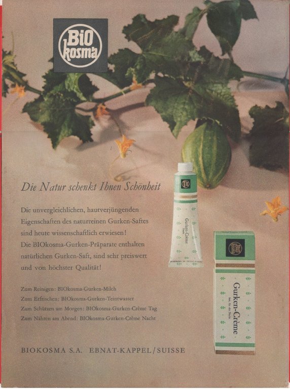 Hennessy cognac/Biokosma. Advertising 1958, fronte/retro