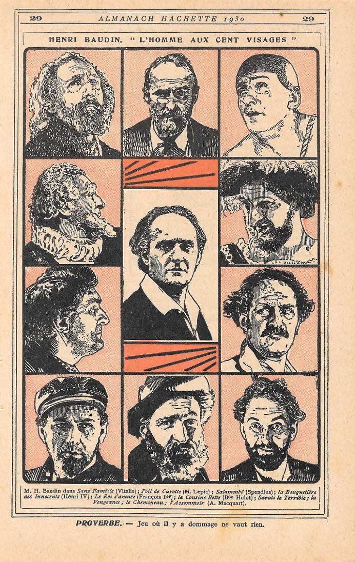 Henri Baudin "homme aux cent visages". Stampa 1930