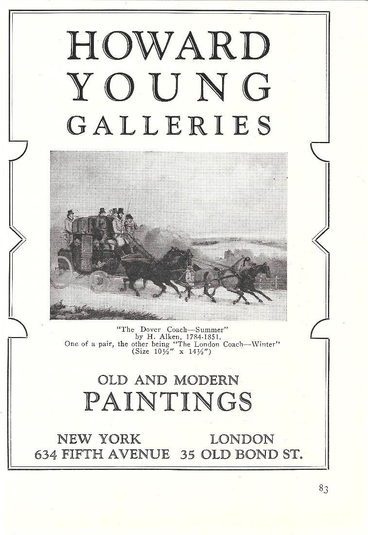 Howard Young Galleries, New York. Old and moderns paintigs. Pubblicita …
