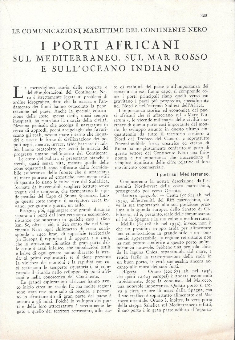 I porti africani - Estratto 1943