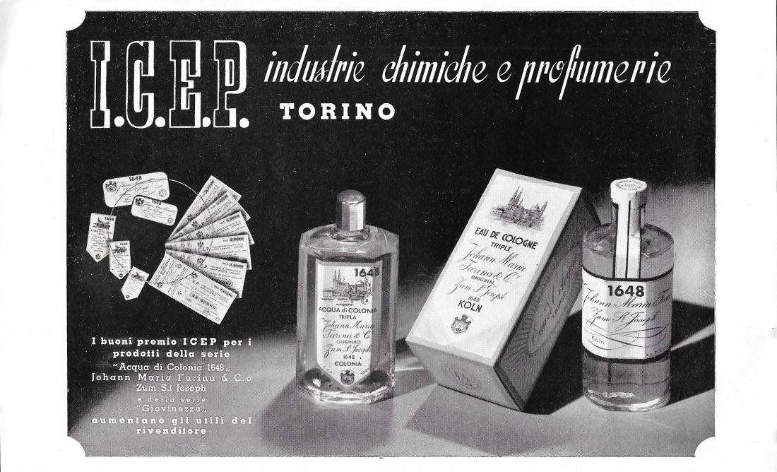 ICEP Industrie Chimiche e Profumerie. Torino. Advertising 1939