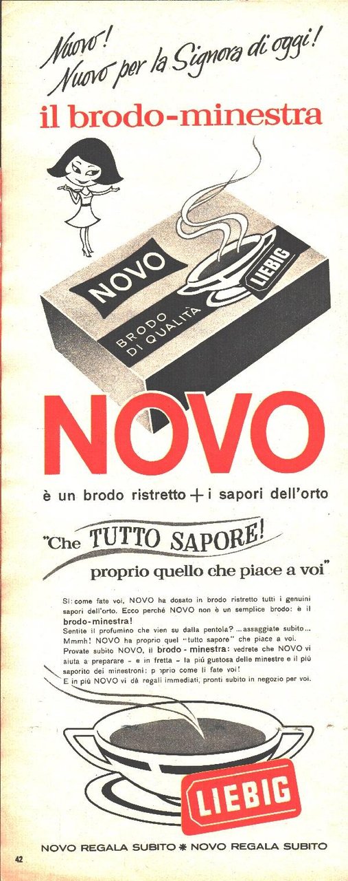 Il brodo minestra Novo. Liebig. Pubblicità 1963