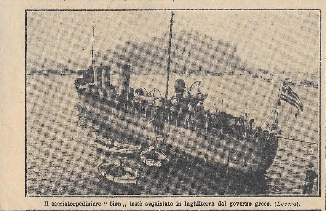 Il cacciatorpediniere Lion testè acquistato in Inghilterra dalla Grecia. Stampa …
