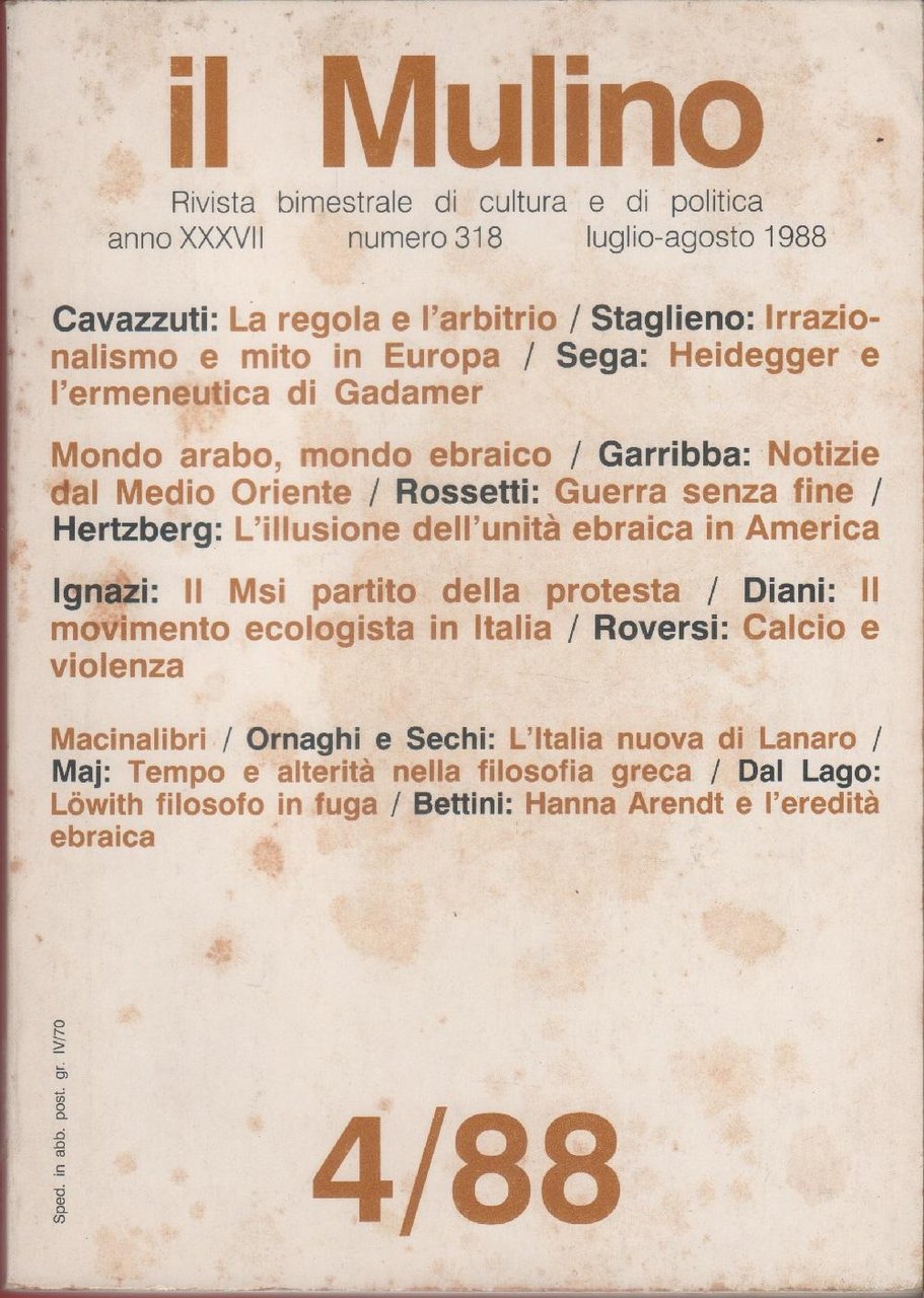 Il Mulino 1988, n. 4. Bimestrale di cultura e politica