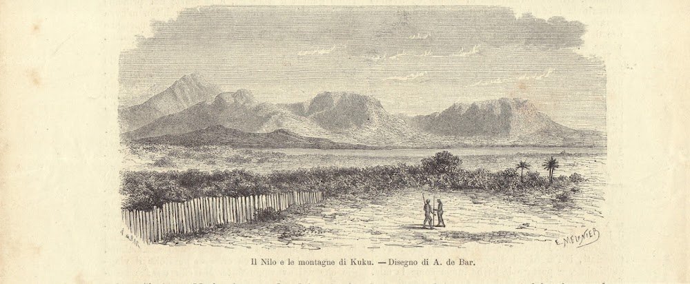 Il Nilo e le montagne di Kuku. Illustrazione 1864 | Immagine principale