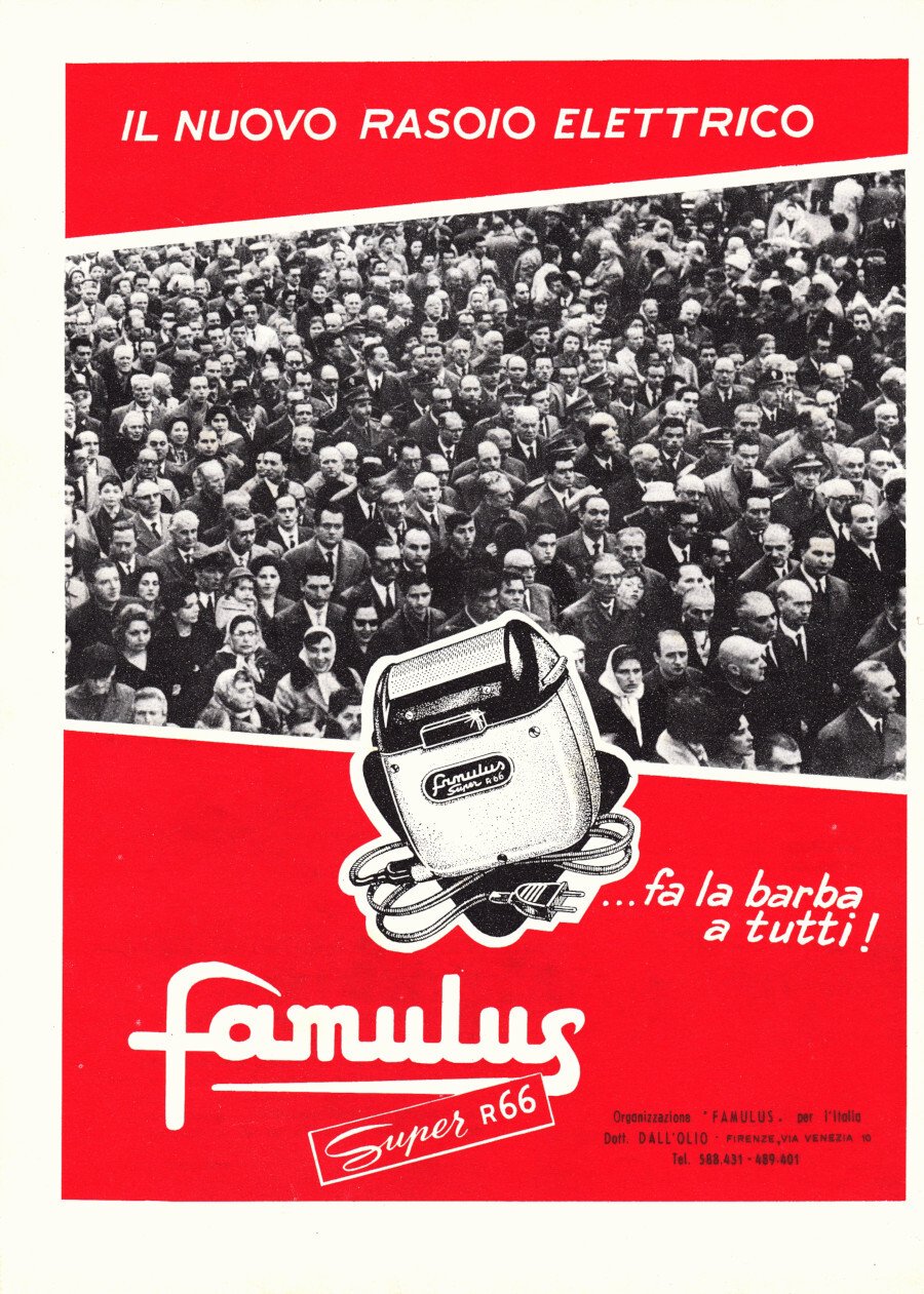 Il nuovo rasoio elettrico Famulus super R66. Advertising 1963
