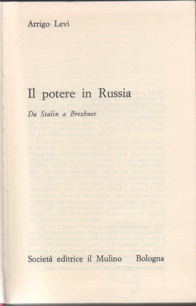 Il potere in Russia da Stalin a Brezhnev- Arrigo Levi