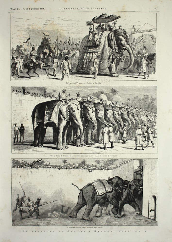 Il principe di Galliera a Baronda nel'India. Stampa 1876