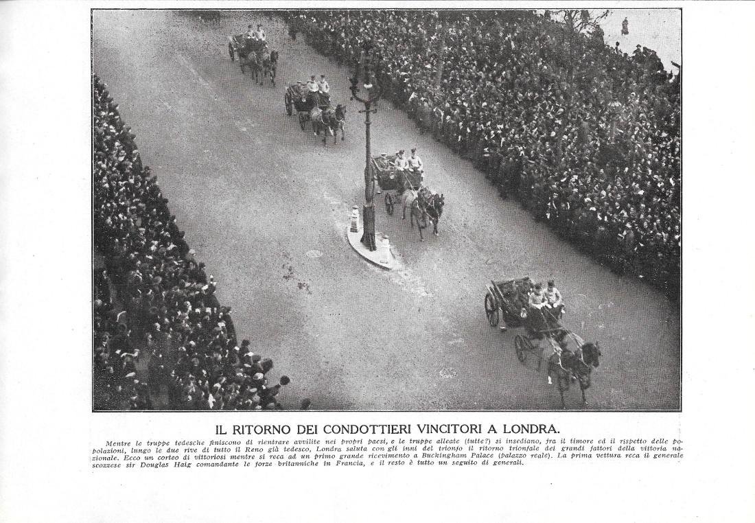 Il ritorno dei condottieri vincitori a Londra. Stampa 1919