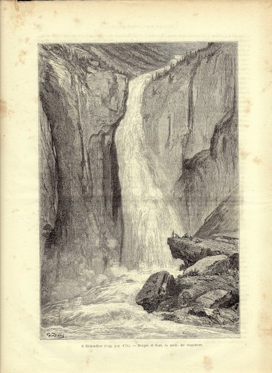 Il Rjukandfoss (Norvegia). Stampa 1863