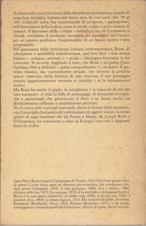 Il silenzio delle cicale - Gian Piero Bona