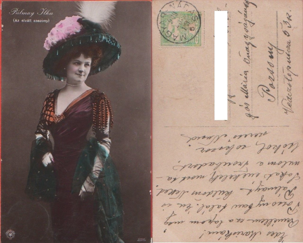 Ilka Pálmay. (Cantante ungherese). Az elvàit asszony. Viaggiata 1913