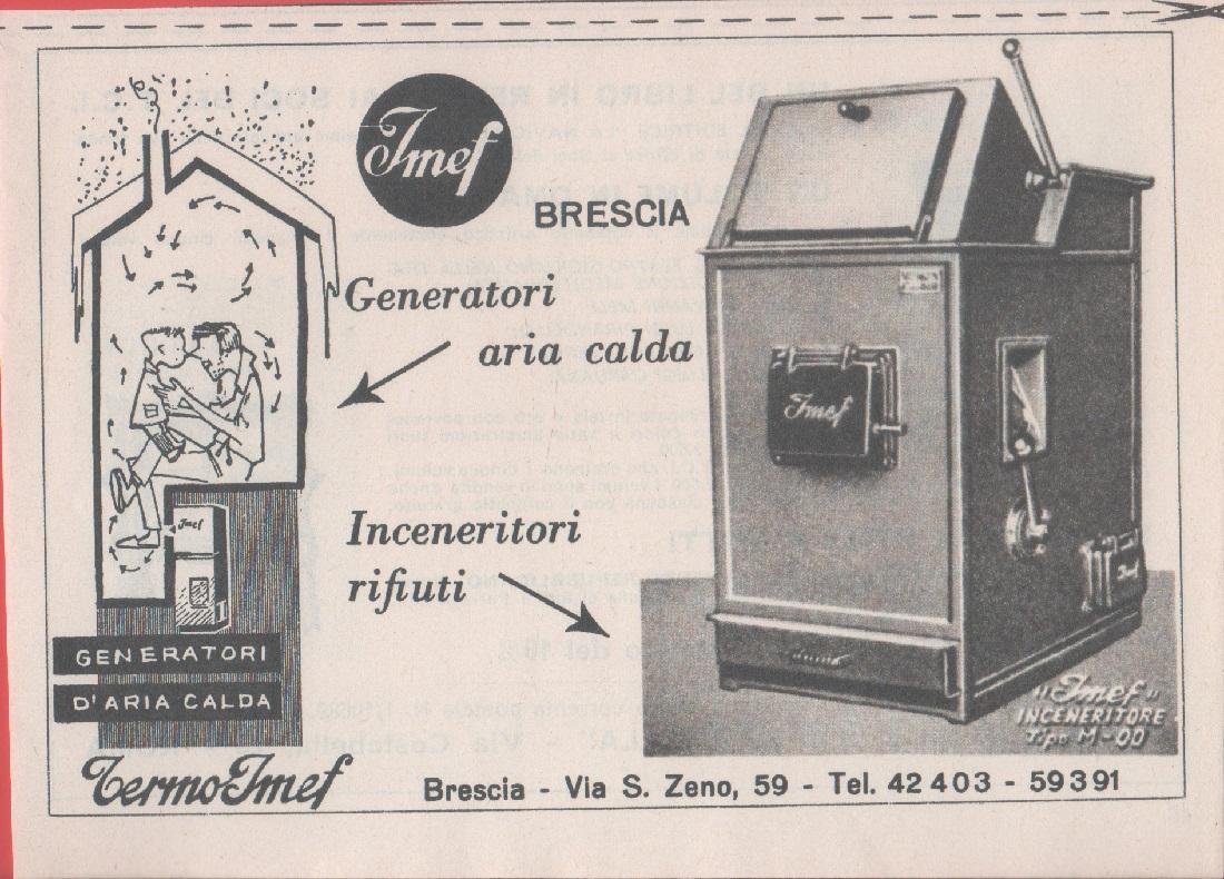 Imef. Generatori aria calda, inceneritori rifiuti. Pubblicità 1966