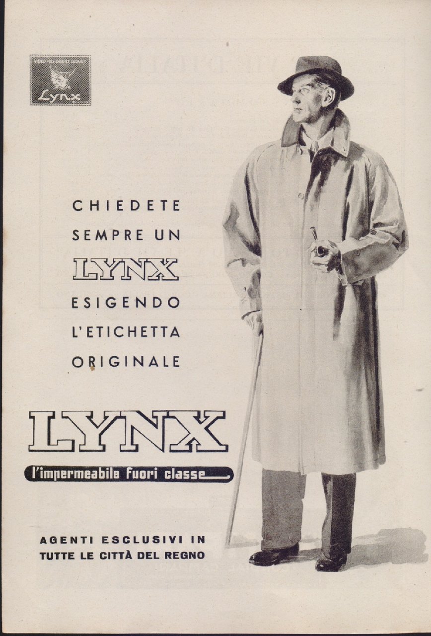 Impermeabili Lynx. Advertising 1940