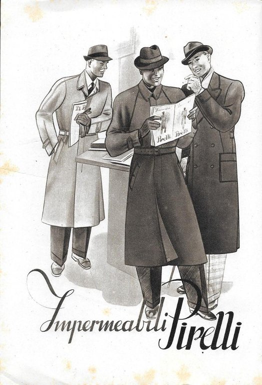 Impermeabili Pirelli/Borsalino si distingue.  Advertising  1937 fronte retro