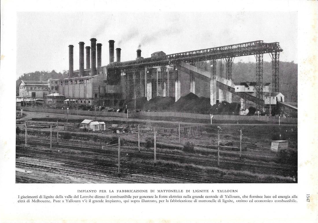 Impianto per la fabbricazione di Mattonelle di lignite a Yallourn. …