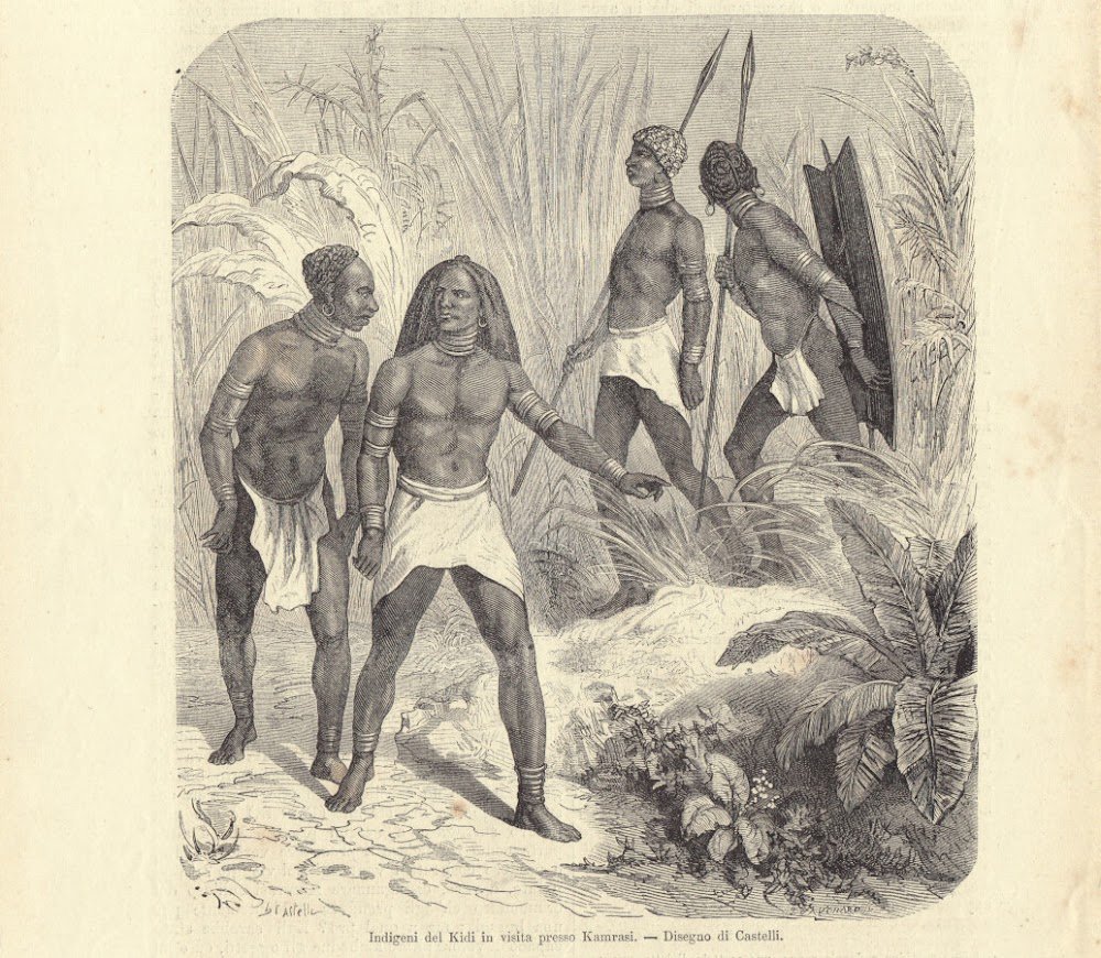 Indigeni di Kidi in visita presso Kamrasi (Uganda). Illustrazione 1864