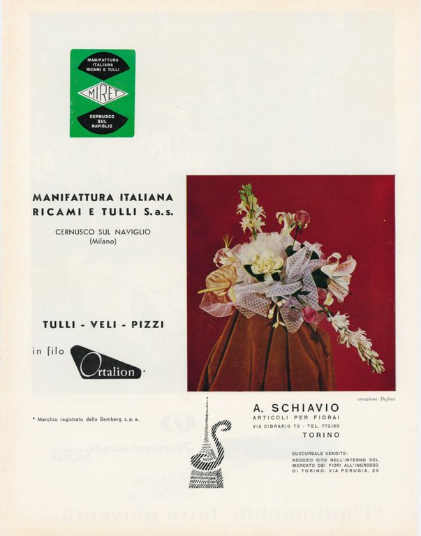 Innocenti 950 / Miret-A. Schiavio articoli per fiorai. Advertising 1961