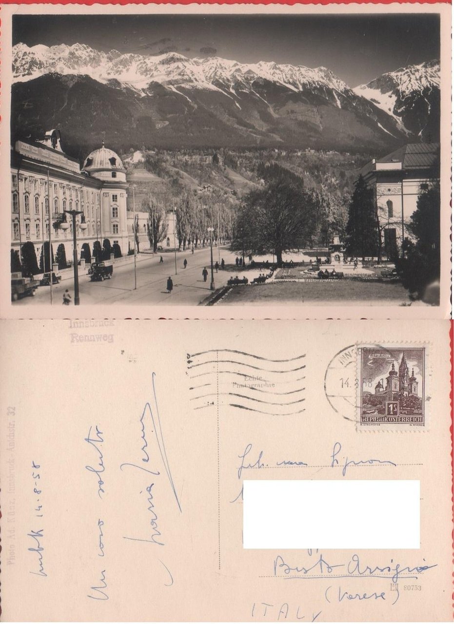 Innsbruck. Rennweg . Viaggiata 1958