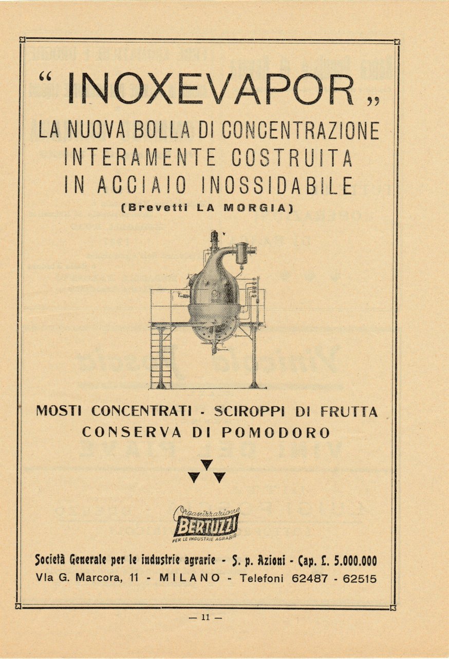 Inoxevapor la nuova bolla di concentrazione. Bertuzzi. Advertising 1947