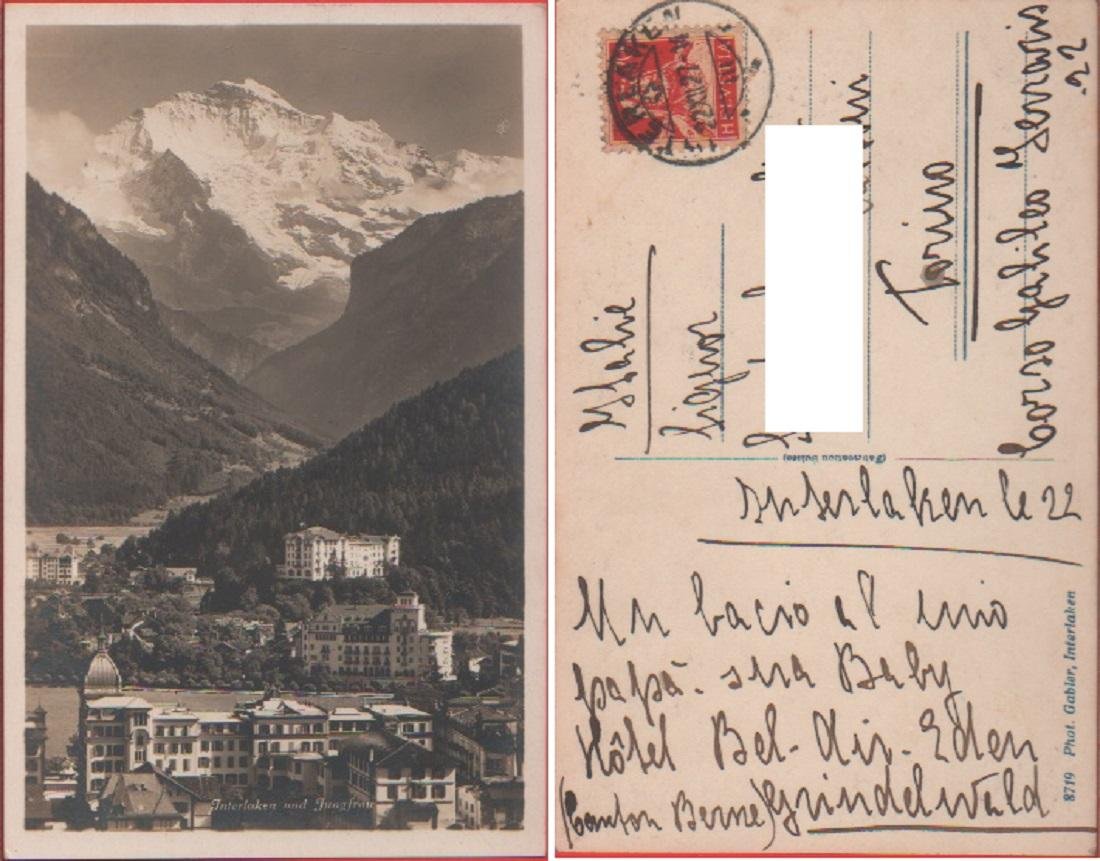 Interlaken und Jungfrau . Viaggiata 1927