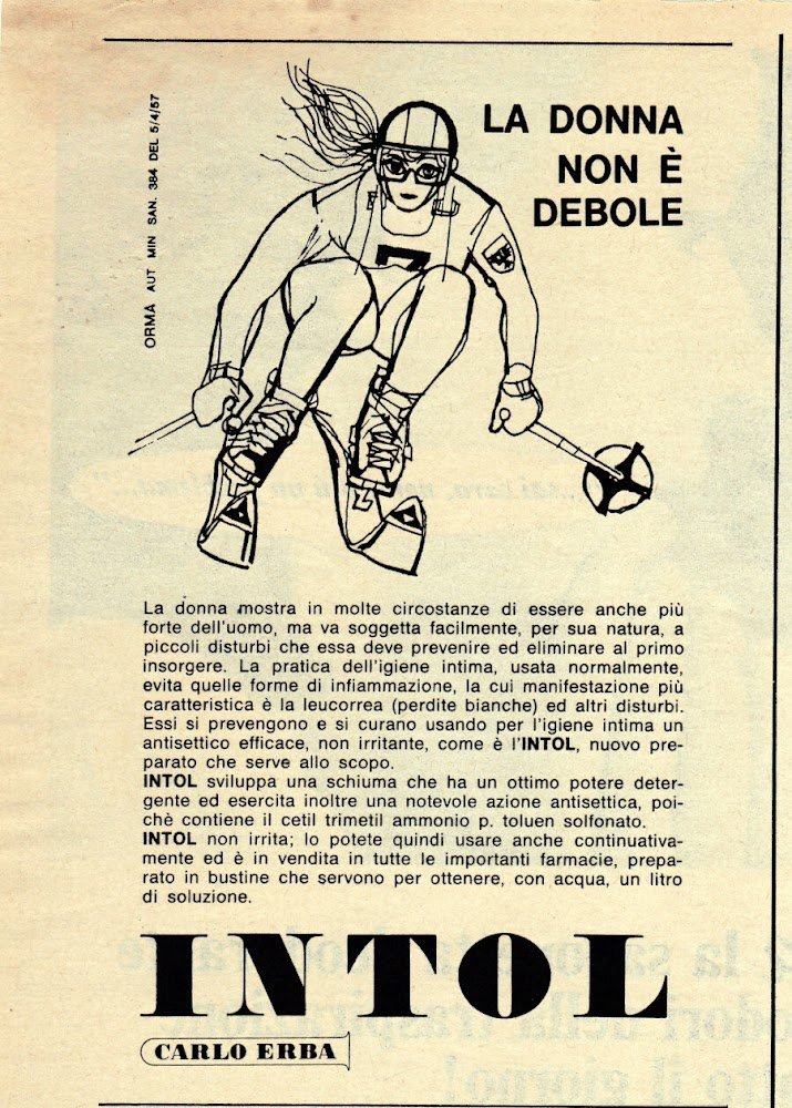 Intol Carlo Erba. La donna non è debole. Advertising 1967