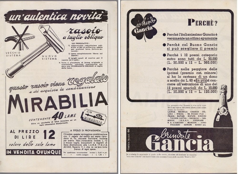 Io brindo Gancia/Lame Mirabilia. Advertising 1940