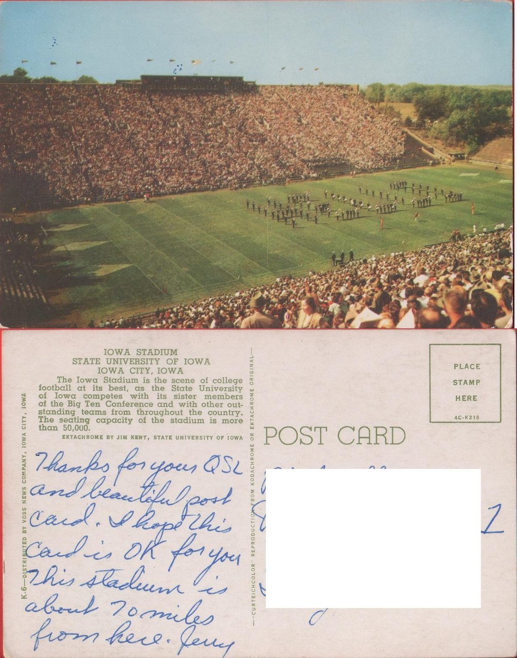 Iowa Stadium. State University of Iowa. Scritta