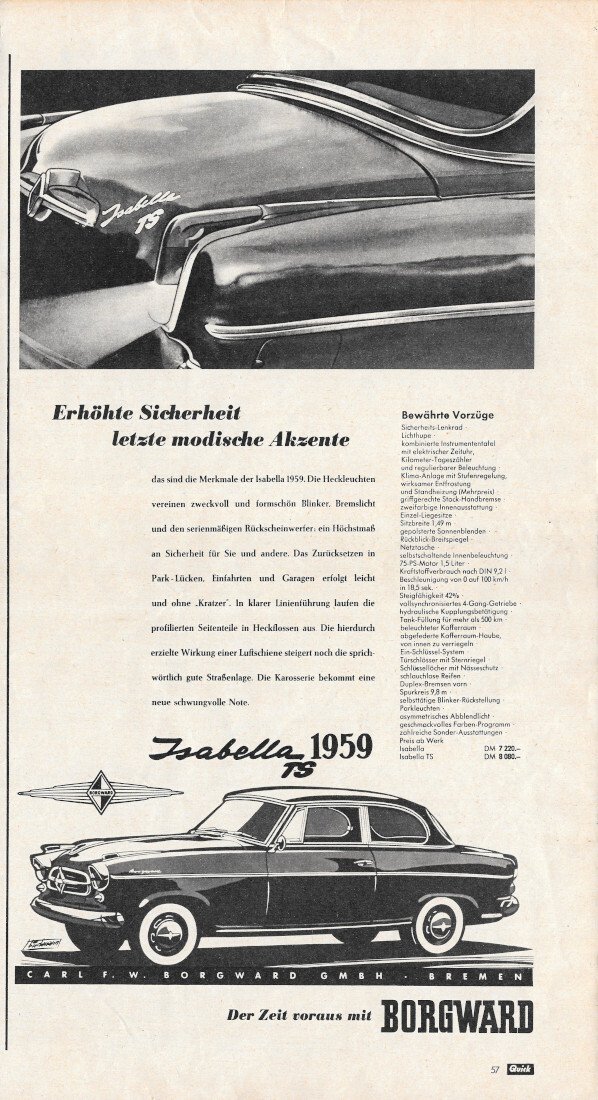 Isabella 1959 TS - Advertising 1958