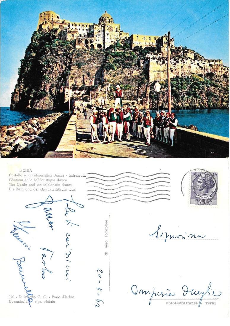 Ischia (NA). Castello e la Folcronistica Danza Indrezzata. Viaggiata 1964