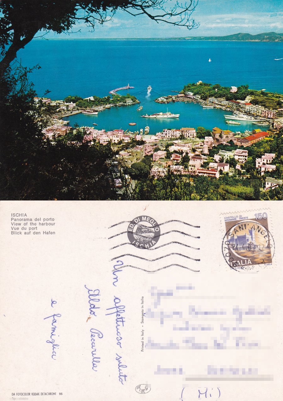 Ischia. Panorama del porto. Viaggiata