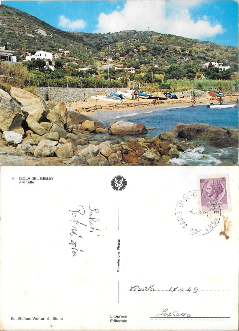 Isola del Giglio. Arenelle. Viaggiata 1971
