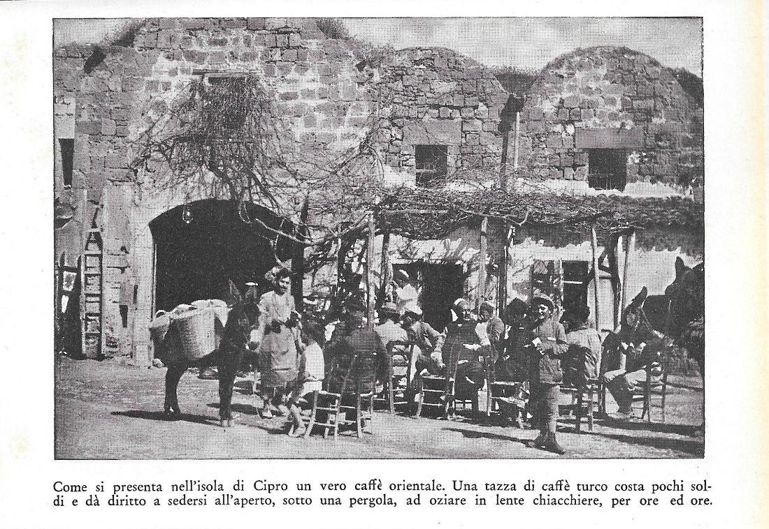 Isola di Cipro, un vero caffé orientale. Stampa 1934