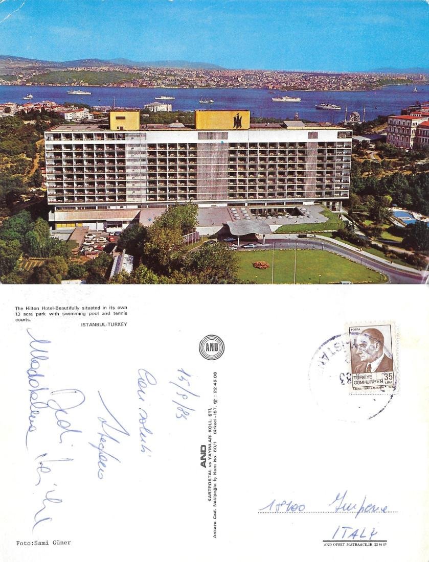 Istanbul. Hilton Hotel. Viaggiata 1983