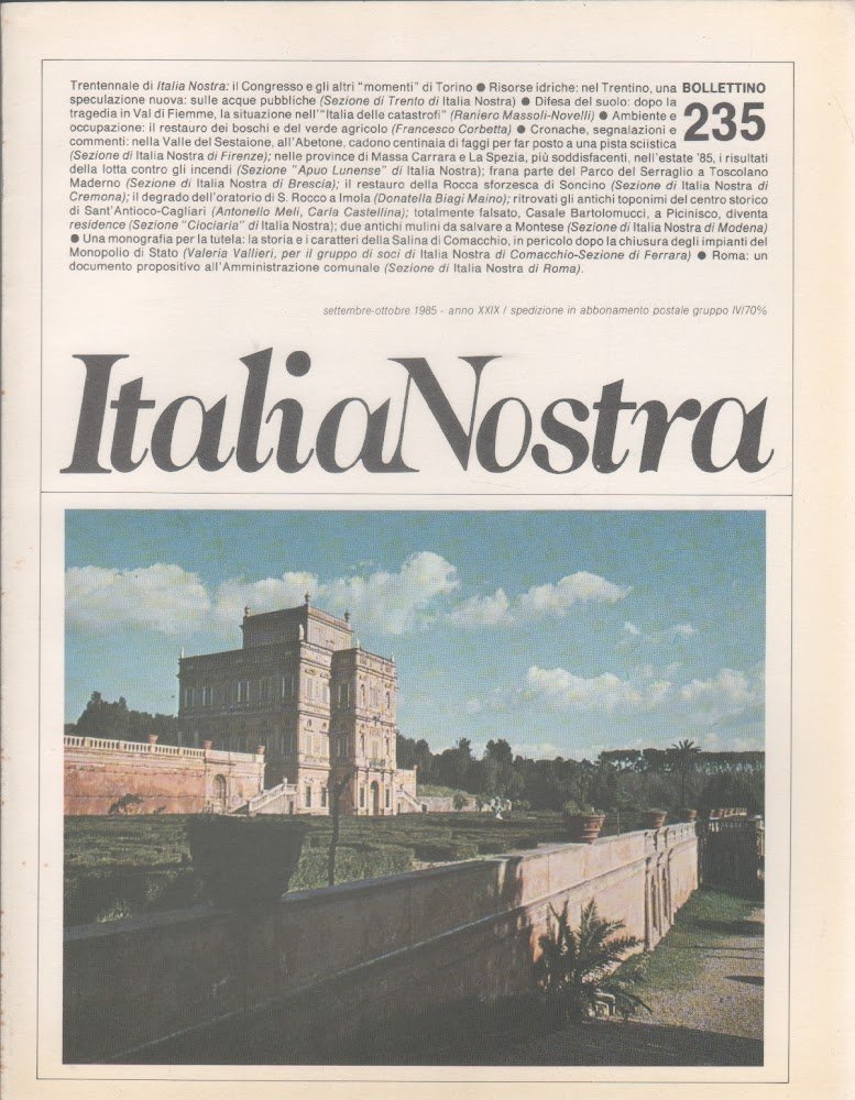Italia Nostra. Bollettino n. 235, settembre-ottobre 1985 | Immagine principale